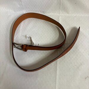 Goodfellow & Co Men's Large Tan With Stitch A Shiny Metal Buckle Leather Belt